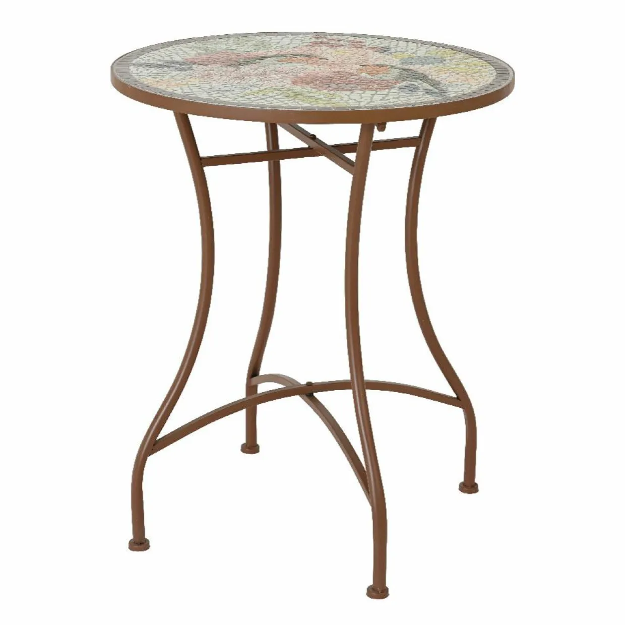 Table bistrot ronde en mosaïque Aberdeen Marron