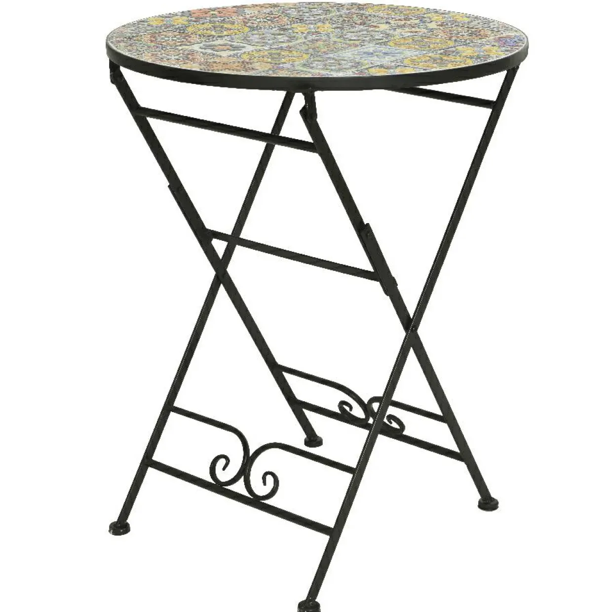 Table bistrot ronde pliable en mosaïque (D60 cm) Braga Multicolore