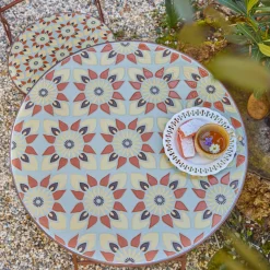 Table bistrot ronde pliable en mosaïque (D58 cm) Lyon Marron