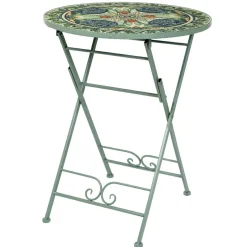 Table bistrot ronde pliable mosaïque (D60 cm) Cancùn Vert sauge
