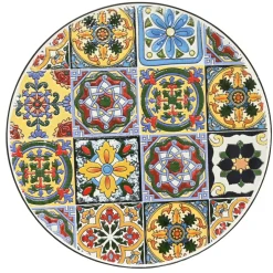 Table d'appoint ronde en mosaïque (H46 x D39 cm) Braga Multicolore