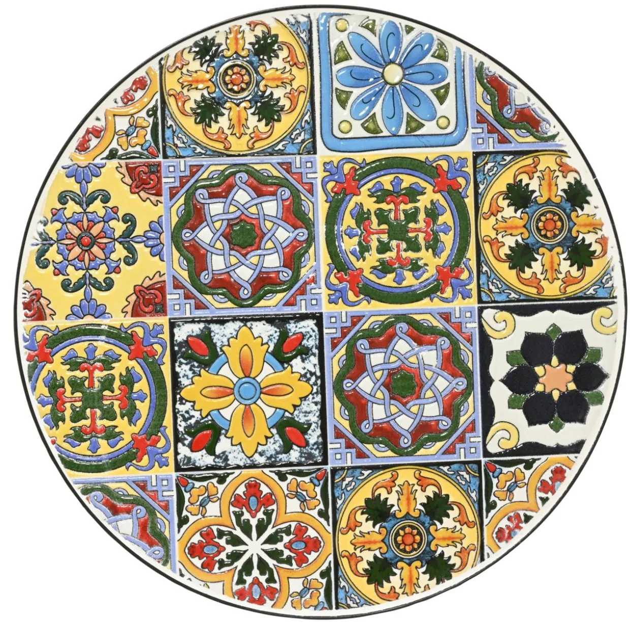 Table d'appoint ronde en mosaïque (H46 x D39 cm) Braga Multicolore