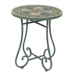 Table d'appoint ronde en mosaïque (H46 x D39 cm) Cancùn Vert sauge