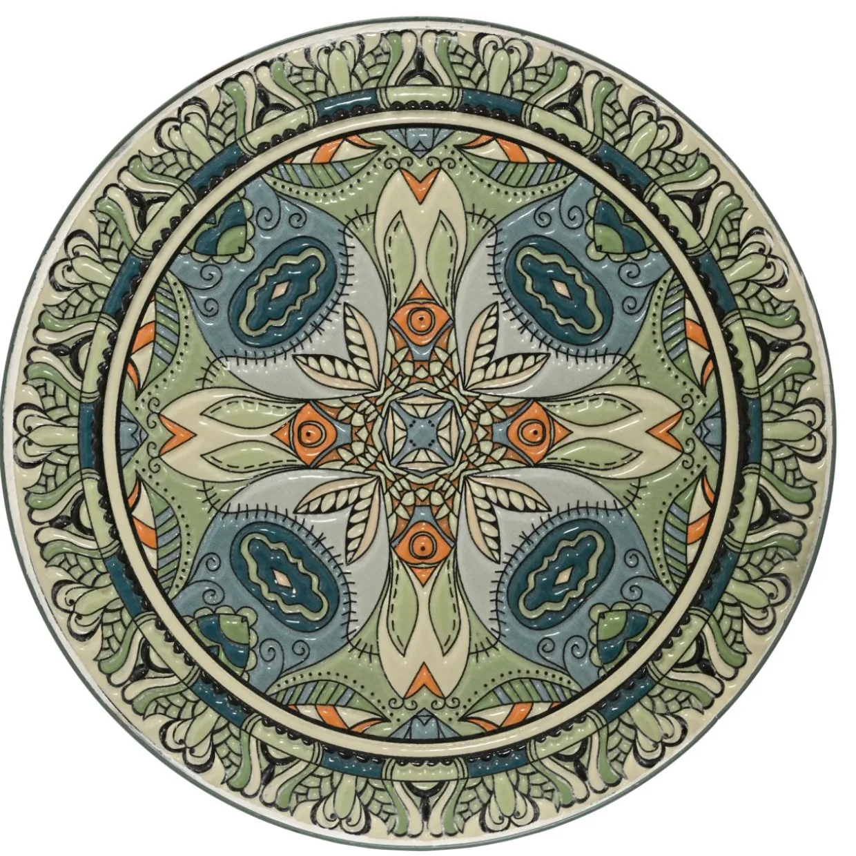 Table d'appoint ronde en mosaïque (H46 x D39 cm) Cancùn Vert sauge