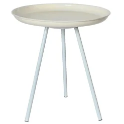 Table d'appoint ronde (H43 cm) Plateau émaillé Crème