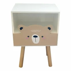 Table de chevet enfant bois (H45 cm) Ourson Marron