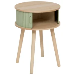 Table de chevet ronde en bois (H54 cm) Nysos Vert d'eau