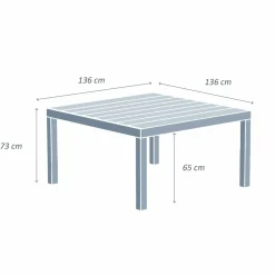 Table de jardin carrée aluminium 8 places (136 x 136 cm) Murano Bronze