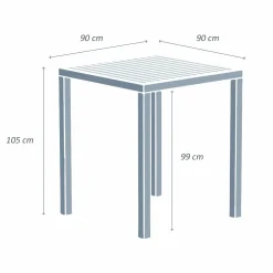 Table de jardin carrée haute aluminium 4 places (90 x H105 cm) Murano Gris anthracite