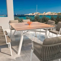 Table de jardin carré en aluminium 8 places (136 x 136 cm) Amalfi Blanc