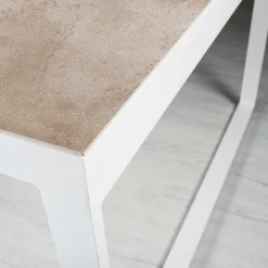 Table de jardin en aluminium et céramique 10 places (240 x 120 cm) Kore Blanc et beige