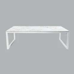 Table de jardin en aluminium et céramique 12 places (260 x 120 cm) Kore Blanc marbré