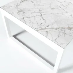 Table de jardin en aluminium et céramique 12 places (260 x 120 cm) Kore Blanc marbré
