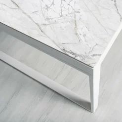 Table de jardin en aluminium et céramique 12 places (260 x 120 cm) Kore Blanc marbré