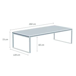 Table de jardin en aluminium et céramique 12 places (260 x 120 cm) Kore Blanc marbré