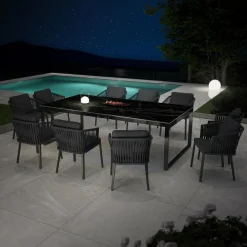 Table de jardin en aluminium et céramique 10 places (240 x 120 cm) Kore Noir marbré