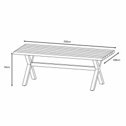 Table de jardin en aluminium et bois teck 8 places (200 x 100 cm) Bali Gris anthracite