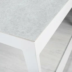 Table de jardin en aluminium et céramique 12 places (260 x 120 cm) Kore Blanc et gris clair