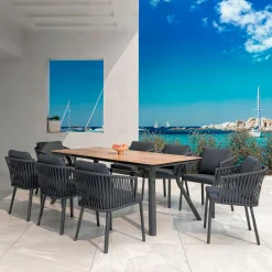 Table de jardin en aluminium 8 places (200 x 90 cm) Amalfi Gris anthracite