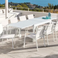Table de jardin extensible aluminium 10 places (135/270 x 90 cm) Murano Blanc