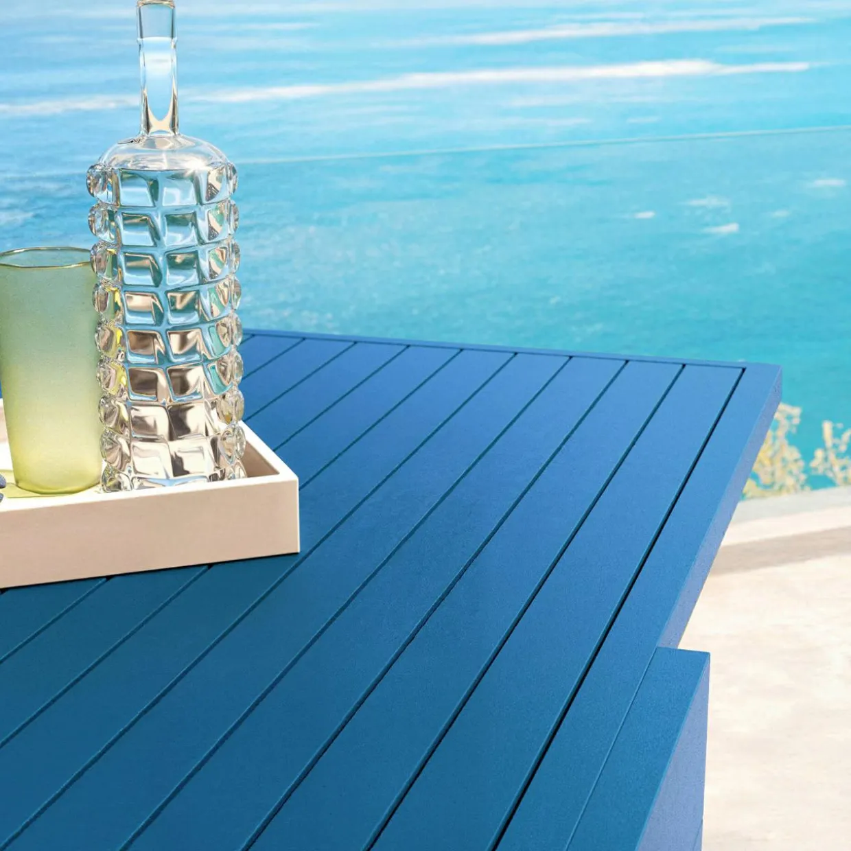 Table de jardin extensible aluminium 10 places (135/270 x 90 cm) Murano Bleu pétrole
