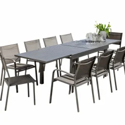 Table de jardin extensible aluminium 12 places (200/320 x 100 cm) Murano Gris anthracite