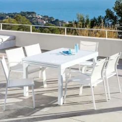 Table de jardin extensible aluminium 12 places (200/320 x 100 cm) Murano Blanc