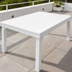 Table de jardin extensible aluminium 12 places (200/320 x 100 cm) Murano Blanc