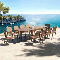 Table de jardin extensible aluminium 10 places (135/270 x 90 cm) Murano Bronze