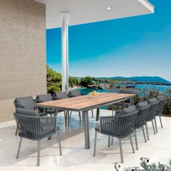 Table de jardin extensible en aluminium 10 places (260 x 96 cm) Amalfi Gris anthracite