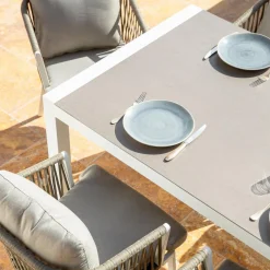 Table de jardin extensible en aluminium 12 places (195/300 x 96 cm) Amalfi Blanc