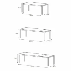 Table de jardin extensible en aluminium 12 places (195/300 x 96 cm) Amalfi Blanc