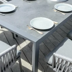 Table de jardin extensible en aluminium 12 places (195/300 x 96 cm) Amalfi Gris anthracite