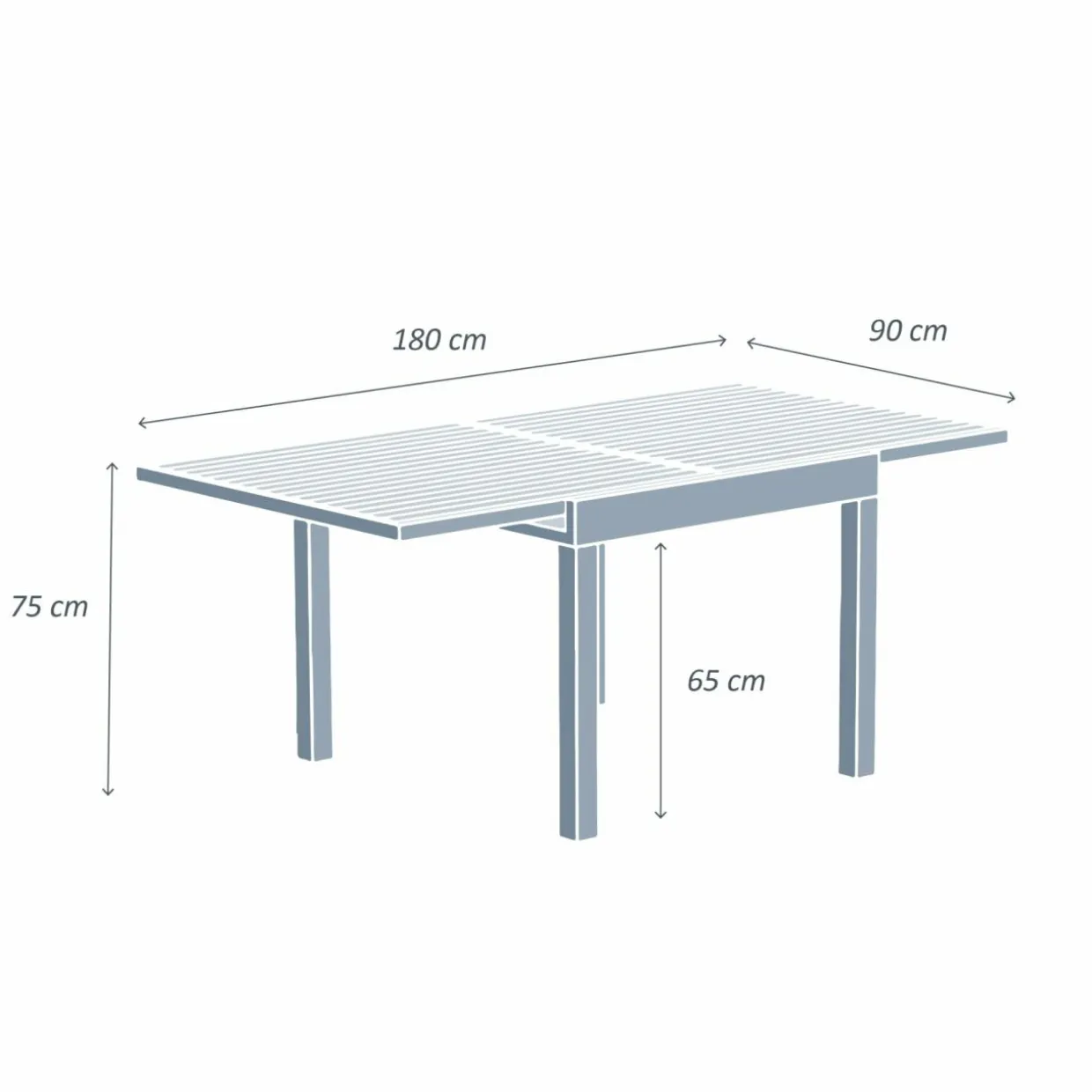 Table de jardin extensible en aluminium 8 places (90/180 x 90 cm) Murano Vert olive