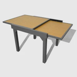 Table de jardin extensible en aluminium 8 places effet bois (90/180 x 90 cm) Murano Gris anthracite