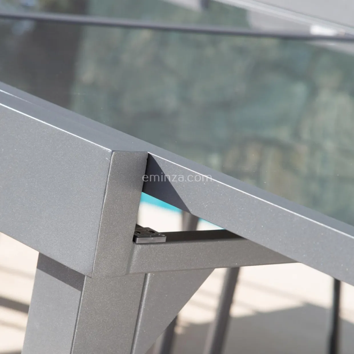 Table de jardin extensible en verre 12 places (200/320 x 100 cm) Murano Gris anthracite