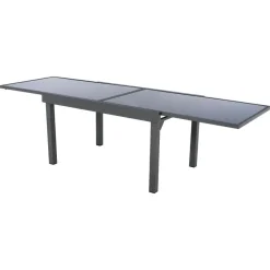 Table de jardin extensible en verre 12 places (200/320 x 100 cm) Murano Gris anthracite