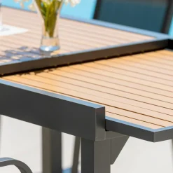 Table de jardin extensible en aluminium 10 places effet bois (135/270 x 90 cm) Murano Gris anthracite