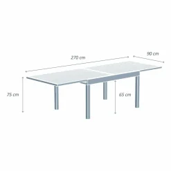 Table de jardin extensible en aluminium 10 places effet bois (135/270 x 90 cm) Murano Gris anthracite