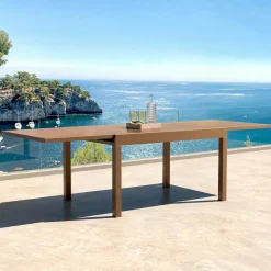 Table de jardin extensible en verre 12 places (200/320 x 100 cm) Murano Bronze
