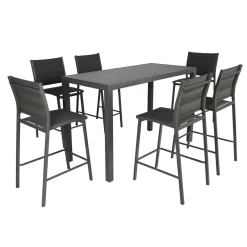 Table de jardin haute en aluminium 6 places (160 x H105 cm) Murano Gris anthracite