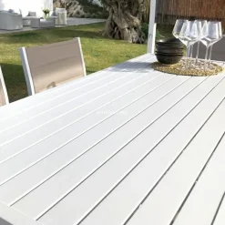 Table de jardin haute en aluminium 6 places (160 x H105 cm) Murano Blanc