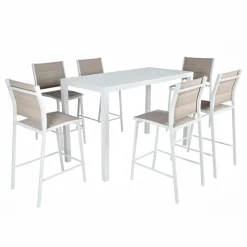 Table de jardin haute en aluminium 6 places (160 x H105 cm) Murano Blanc