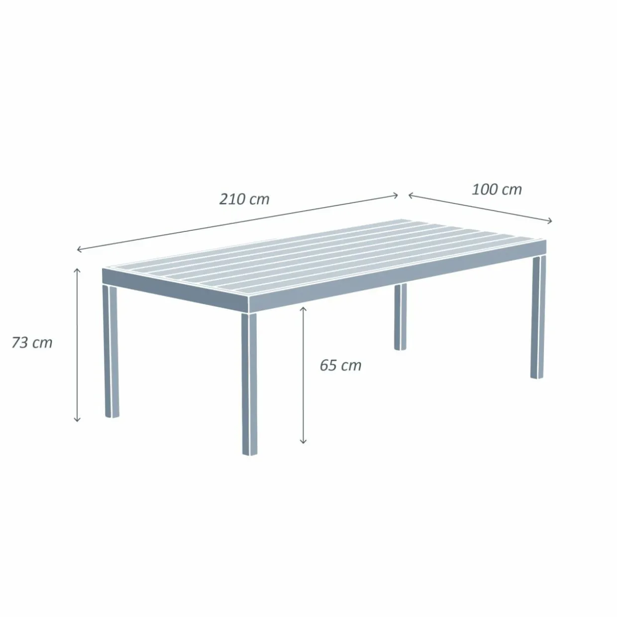 Table de jardin rectangulaire aluminium 8 places (210 x 100 cm) Murano Blanc
