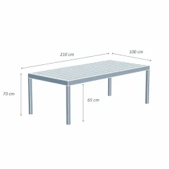 Table de jardin rectangulaire aluminium 8 places (210 x 100 cm) Murano Gris anthracite