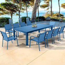 Table de jardin rectangulaire aluminium 10 places (240 x 120 cm) Murano Bleu pétrole