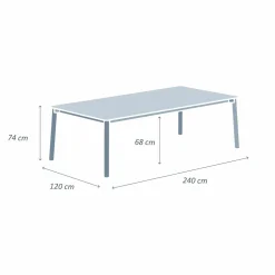 Table de jardin rectangulaire en aluminium 10 places (240 x 120 cm) Monte Carlo Blanc