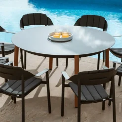 Table de jardin ronde en aluminium 8 places (D149 cm) Monte Carlo Gris anthracite
