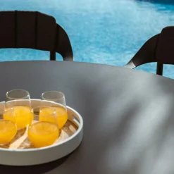 Table de jardin ronde en aluminium 8 places (D149 cm) Monte Carlo Gris anthracite