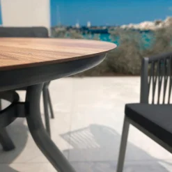 Table de jardin ronde en aluminium 6 places (D120 cm) Amalfi Gris anthracite